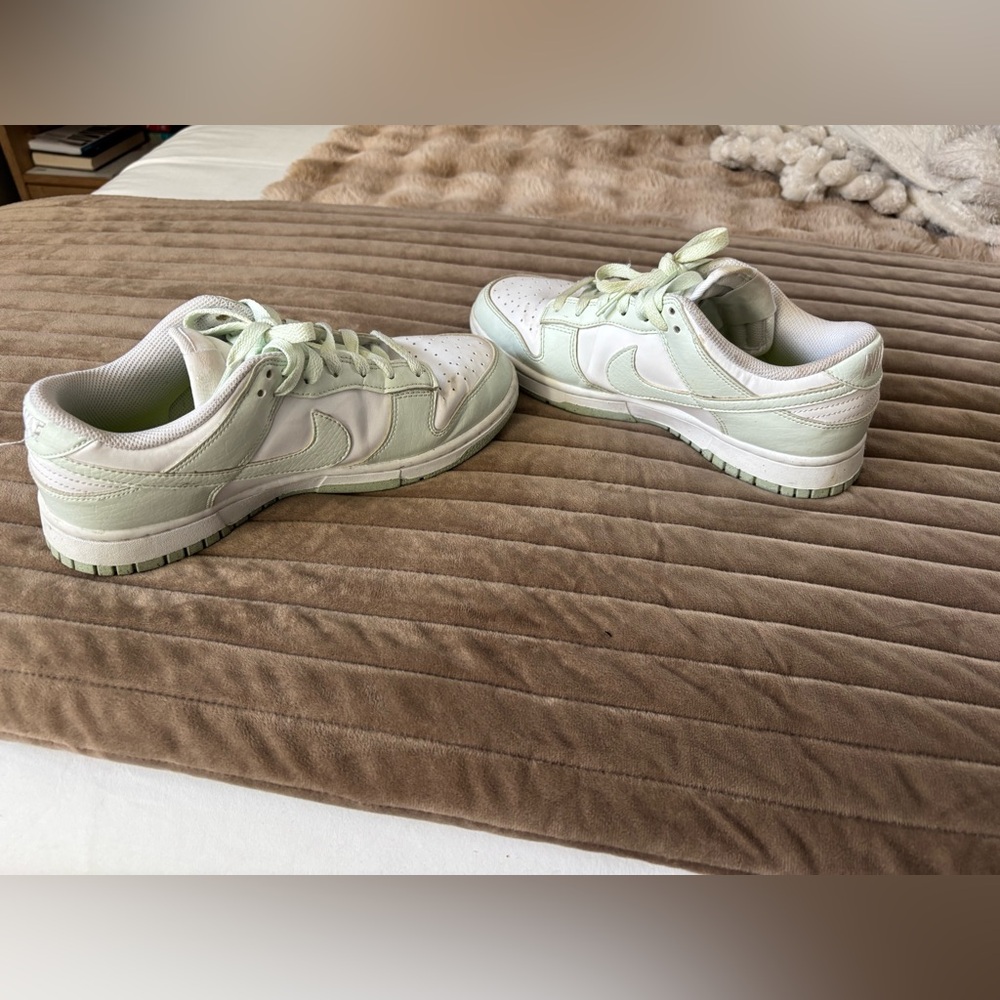 Nike White and Mint Green Dunk Sneakers. 8.5